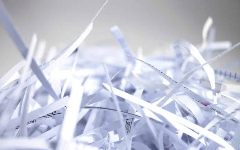 Close-up of shredded paper strips