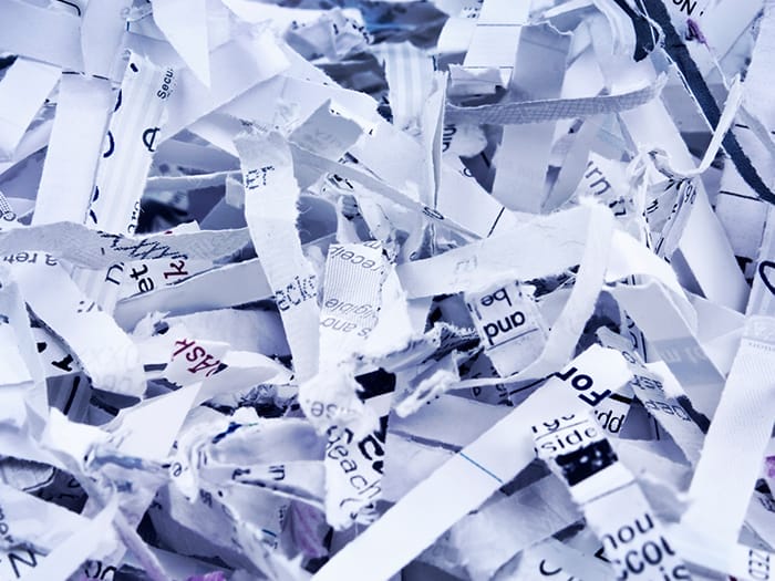 Pile of shredded paper strips