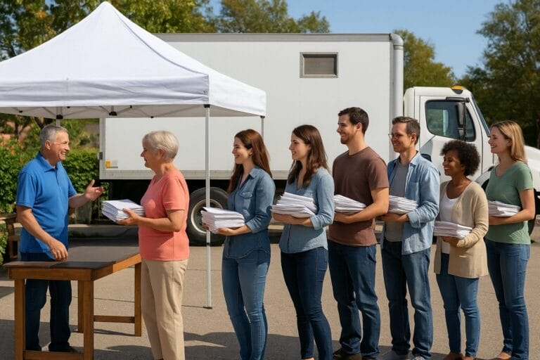 People lined up at a community shredding event in San Antonio, TX